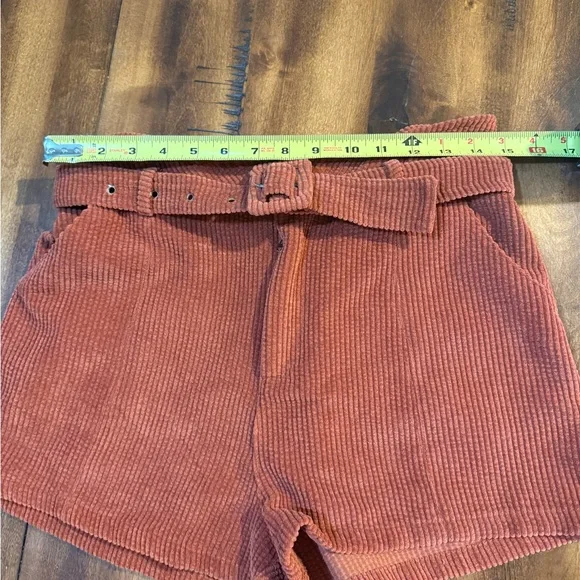 Altar’d State Burnt Orange Corduroy Shorts Medium Belted Zip and Latch - Picture 5 of 8